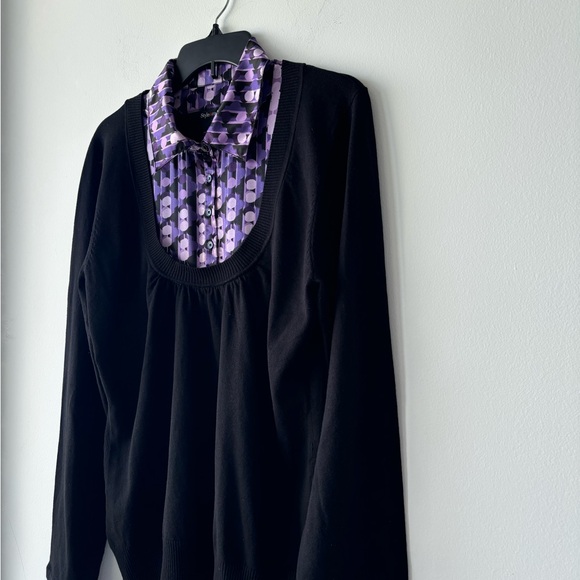 Vintage Style & Co. Collared Sweater Pullover Silk Blend Academia Black Purple L - Picture 4 of 11